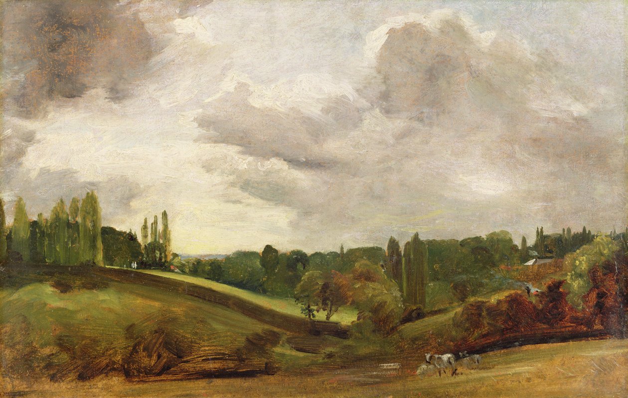 Udsigt over Østre Bergholt, ca. 1813 (olie på lærred) af John Constable