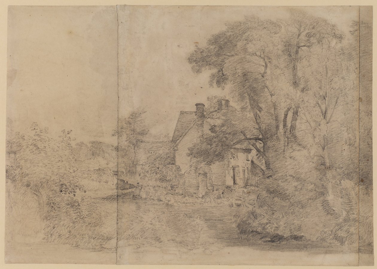 Willy Lotts Hus, Østre Bergholt, ca. 1820 (sort kridt på papir) af John Constable