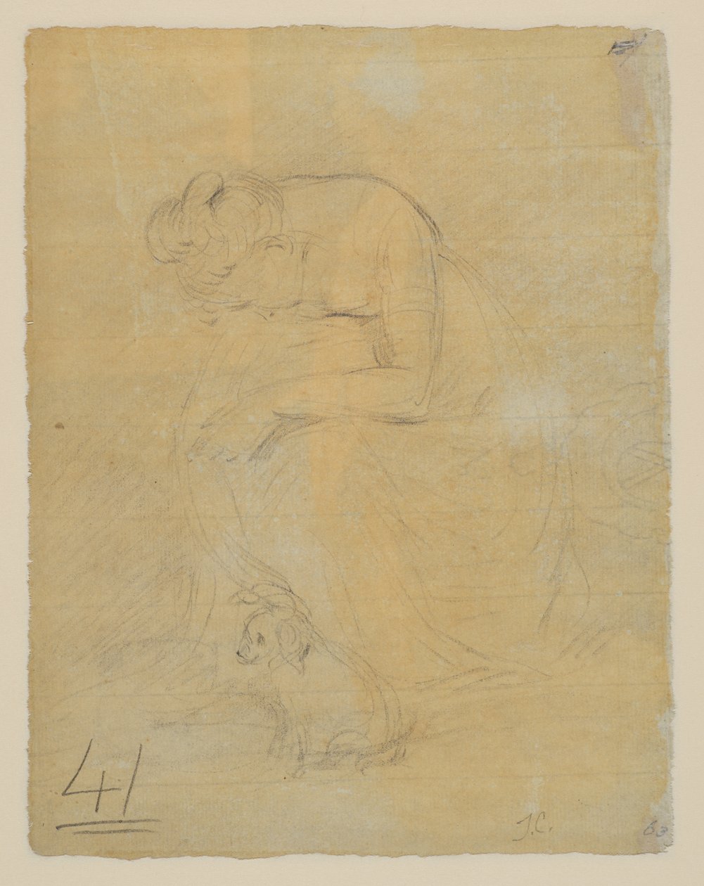 Siddende kvinde med en hund ved fødderne, bagside, ca. 1806 af John Constable