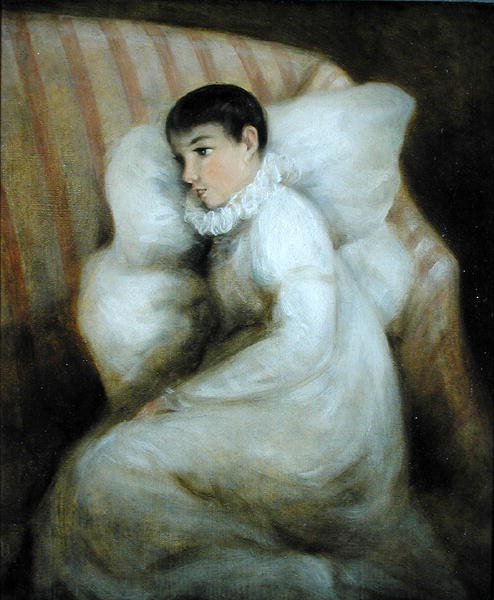 Ung pige hviler på en sofa (olie på lærred) af John Constable