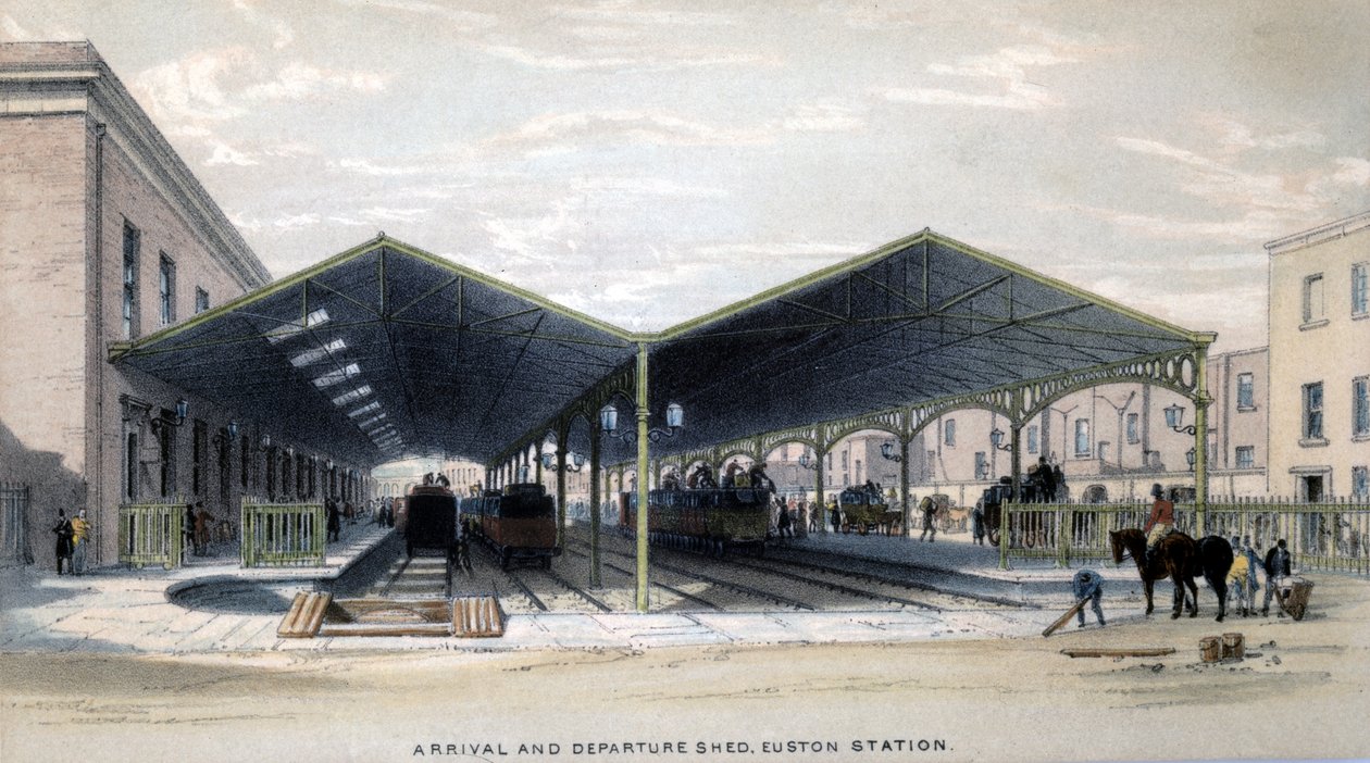 Ankomst- og afgangsskur, London, 1839 af John Cooke Bourne