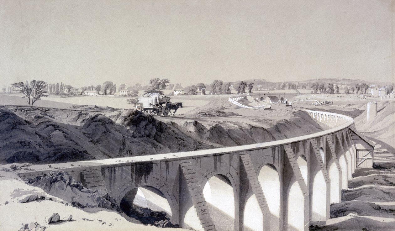 Boundary Wall, Camden Town Station, 14. oktober 1836 (pen & blæk og vask på papir) af John Cooke Bourne