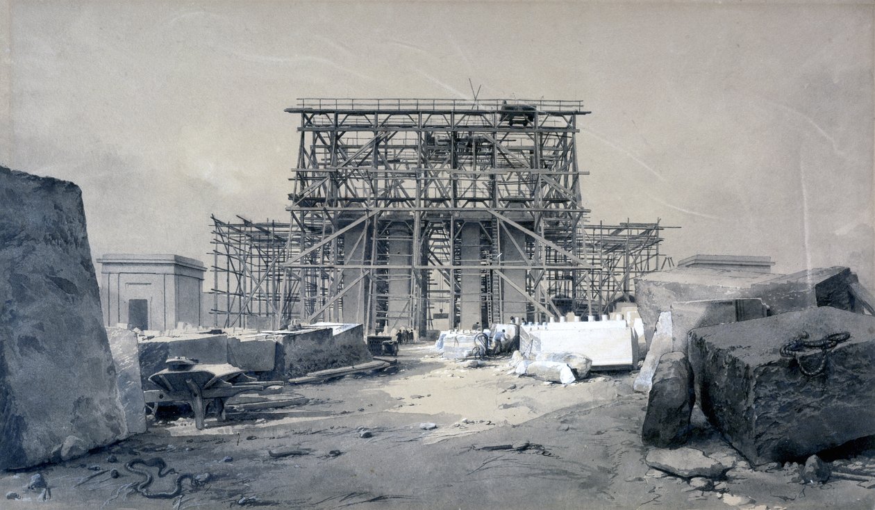 Konstruktion af Euston Arch, januar 1838 (pen & blæk og vask på papir) af John Cooke Bourne