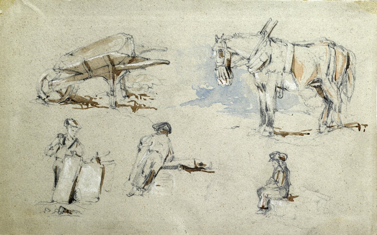 Konstruktion af London og Birmingham Railway, ca. 1835-38 (blyant med vask på papir; sammensat skitse) af John Cooke Bourne