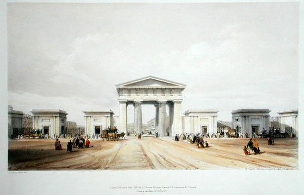 Entrance portico, Euston Grove Station, fra 