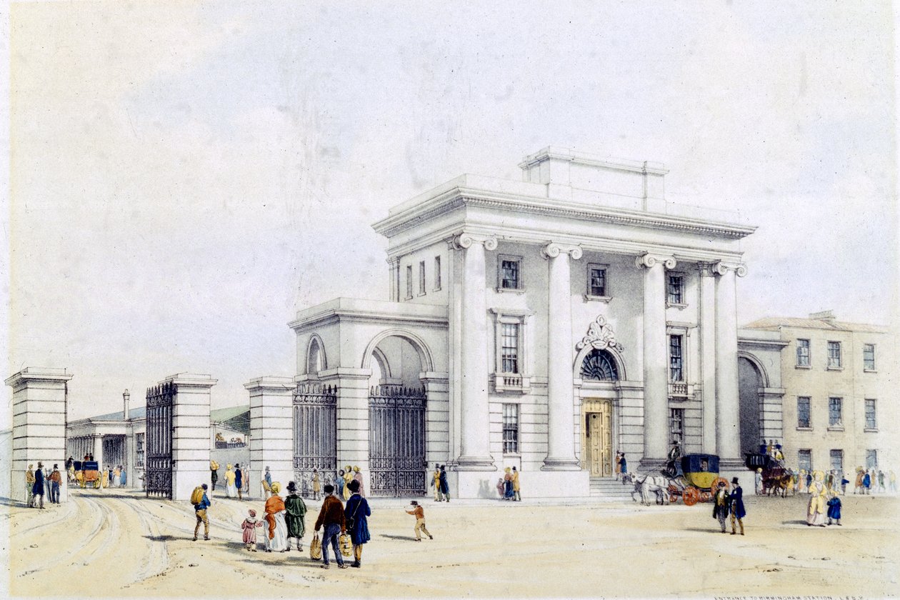 Indgang til Birmingham Station, 1838-39 af John Cooke Bourne