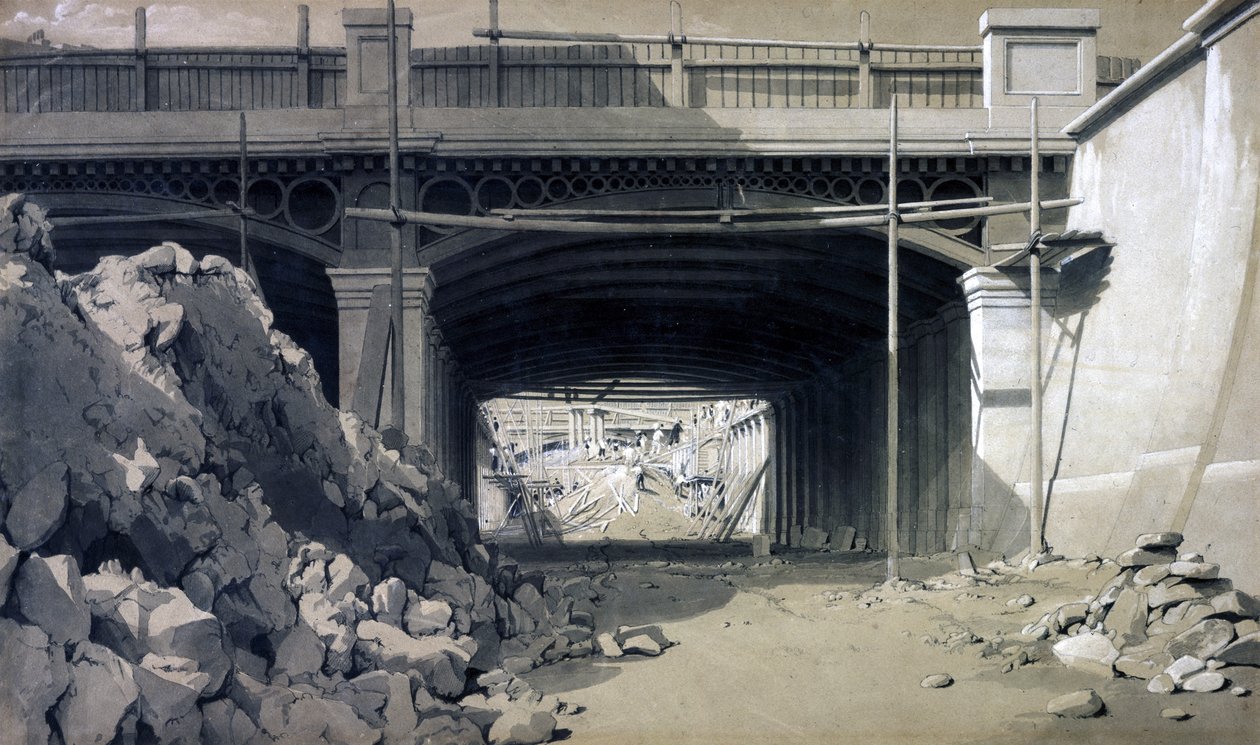 Hampstead Road Bridge, september 1836 (pen & blæk og vask på papir) af John Cooke Bourne
