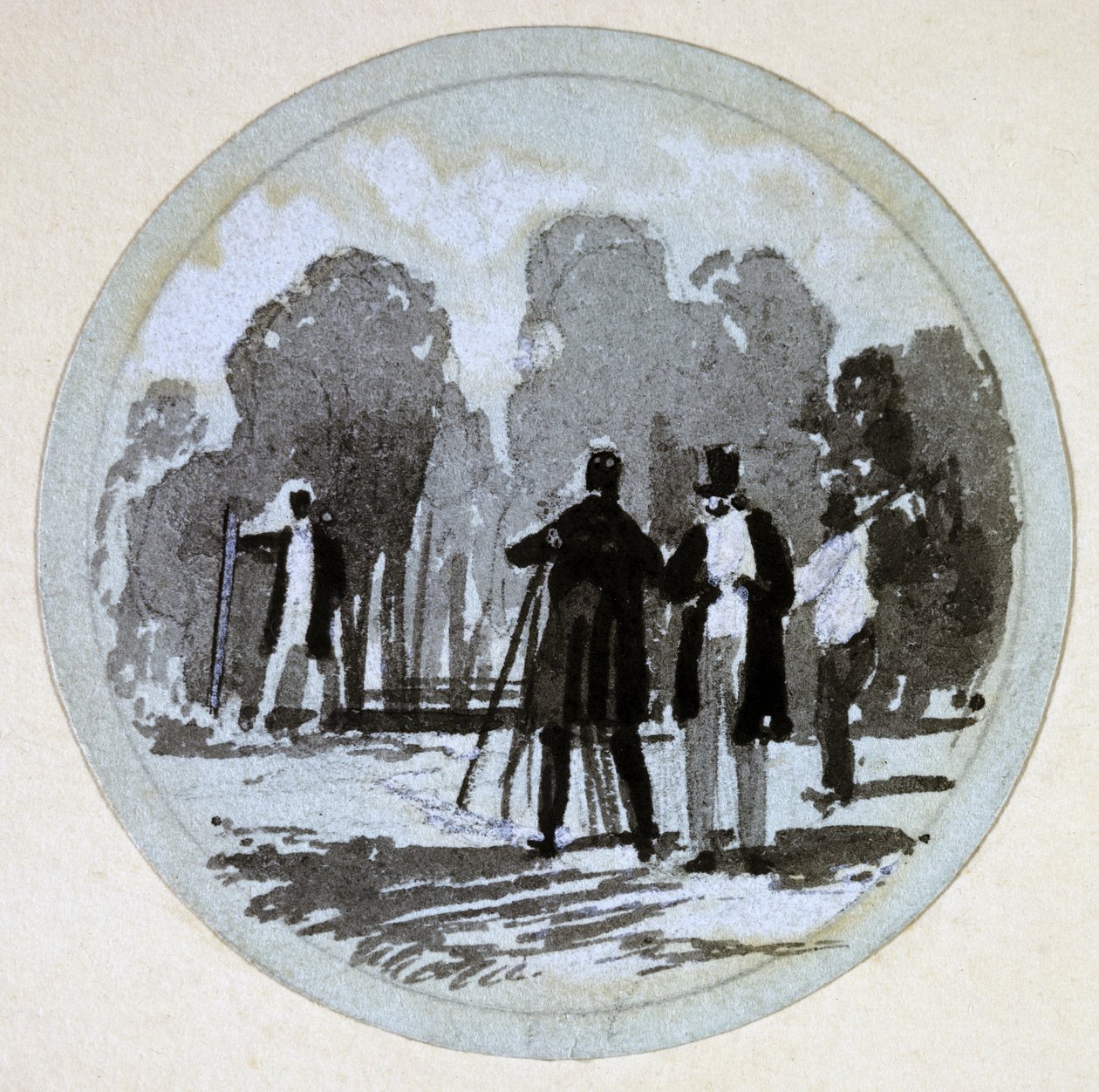 Levelling, London & Birmingham Railway, ca. 1838 (pen & blæk og vask på papir) af John Cooke Bourne