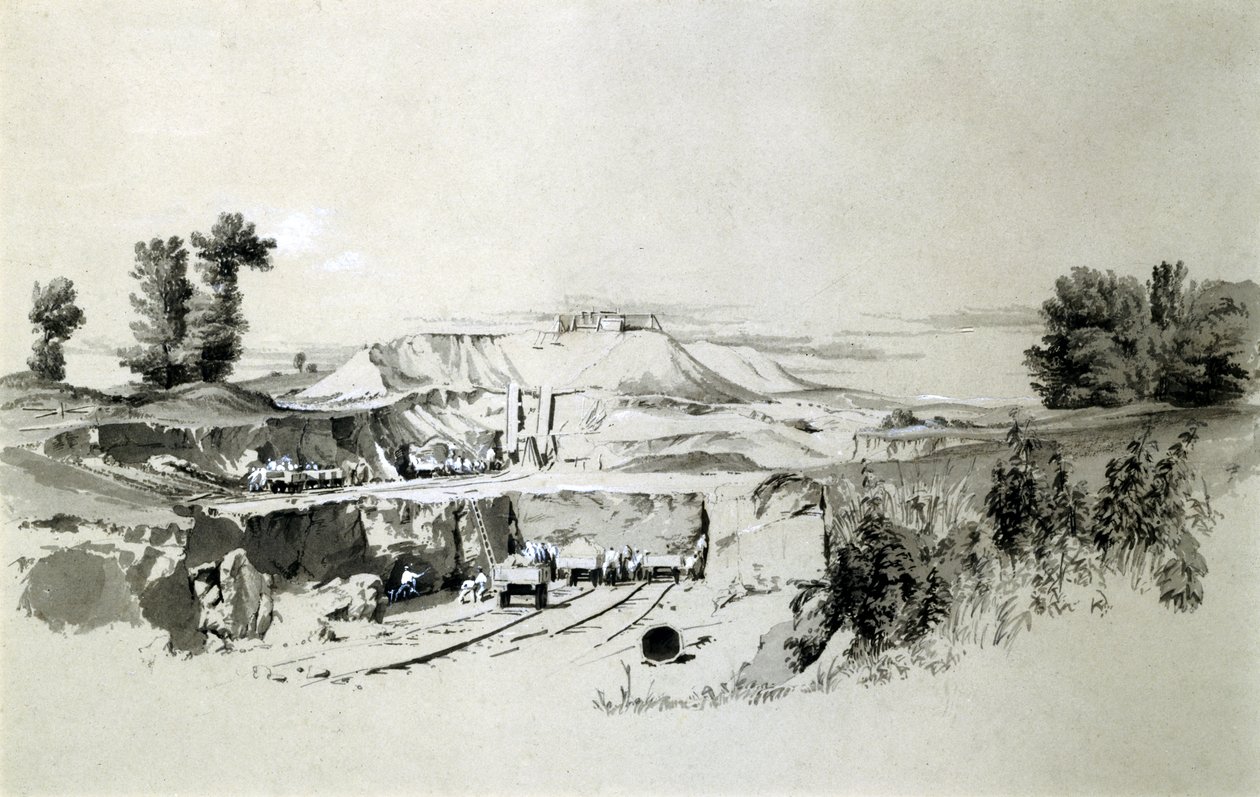 Linslade Tunnel, 23. juni 1837 (pen & blæk og vask på papir) af John Cooke Bourne