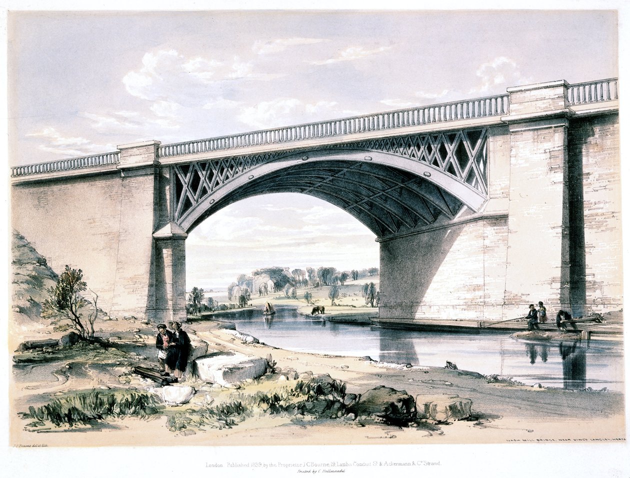 Nash Mill Bridge, nær Kings Langley, Hertfordshire, 1839 af John Cooke Bourne
