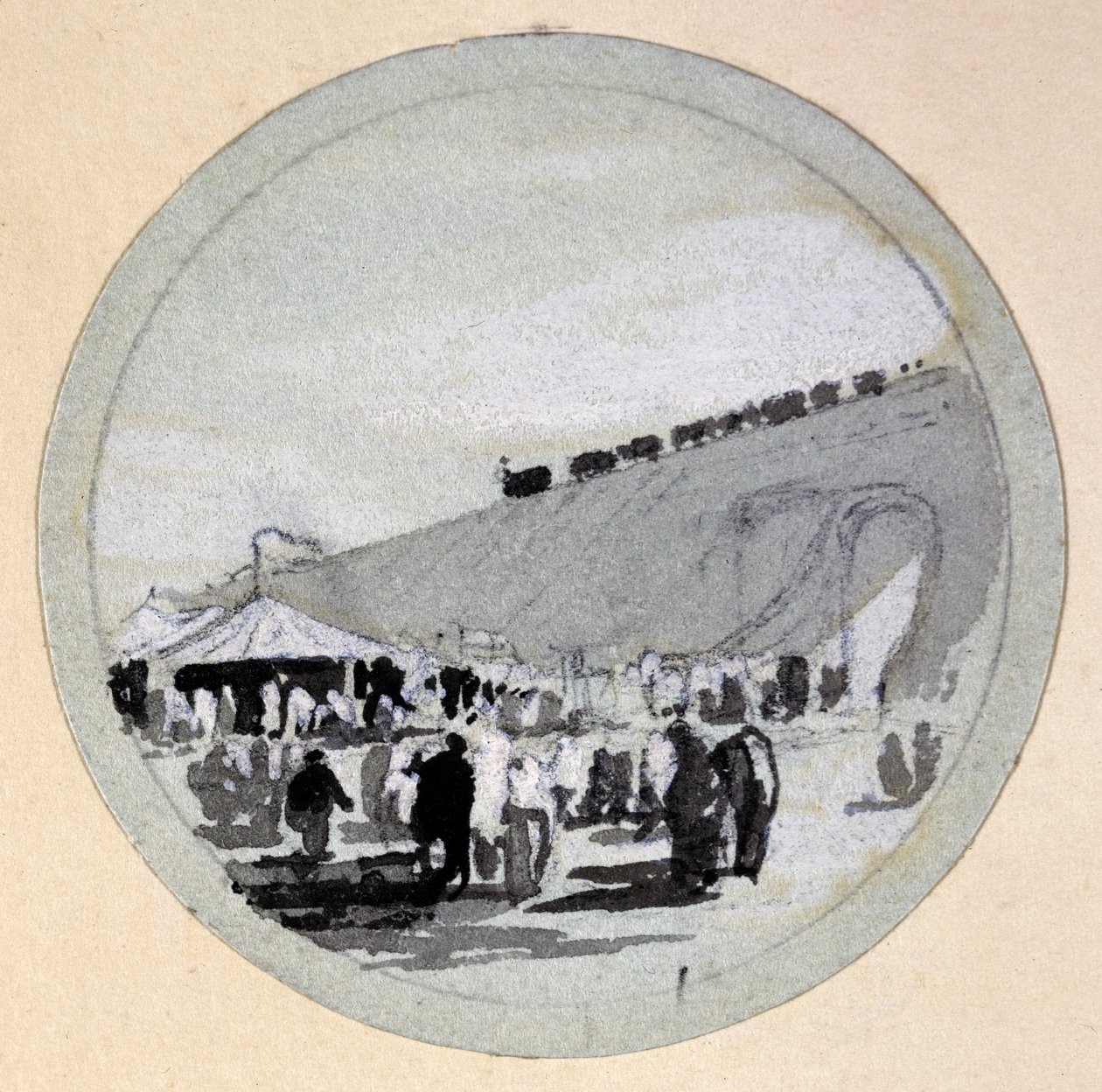 Åbning, London & Birmingham Railway, ca. 1838 (pen & blæk og vask på papir) af John Cooke Bourne