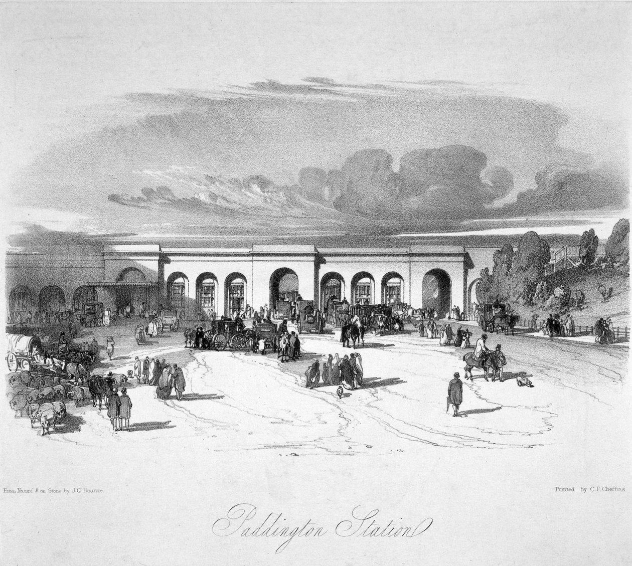 Paddington Station, London, 1846 af John Cooke Bourne