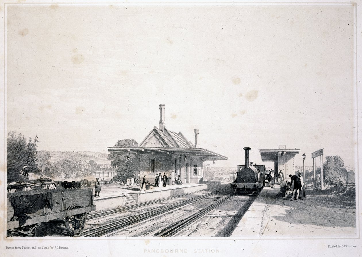 Pangbourne Station, 1846 af John Cooke Bourne