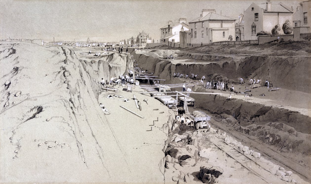Park Village, 26. august 1836 (pen & blæk og vask på papir) af John Cooke Bourne