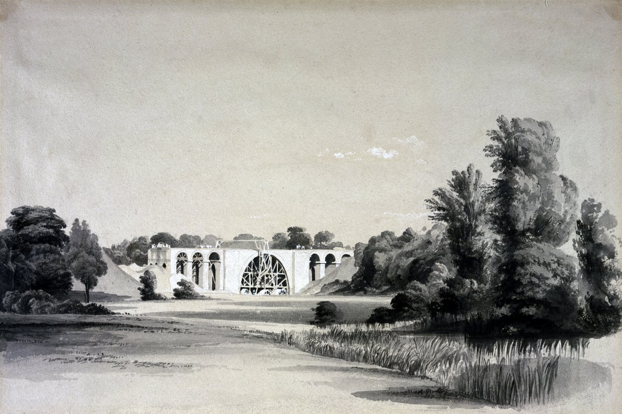 Sowe Viaduct, nær Binley, 2. juli 1837 (pen & blæk og vask på papir) af John Cooke Bourne