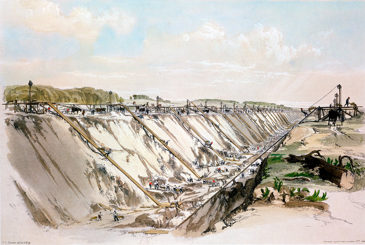 Tring cutting, London & Birmingham Railway, 17. juni 1837 1839 af John Cooke Bourne
