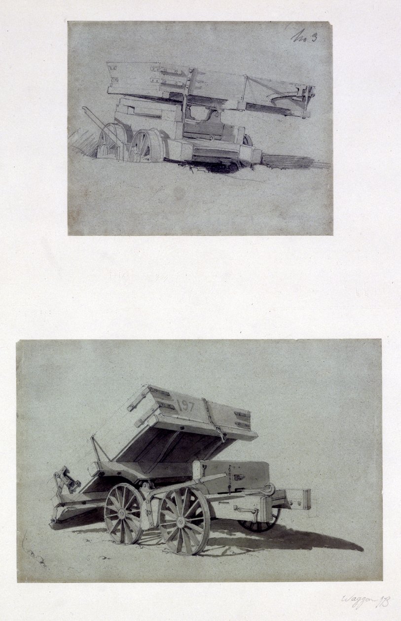 To eksempler på entreprenører, der tipper vogne, 1830