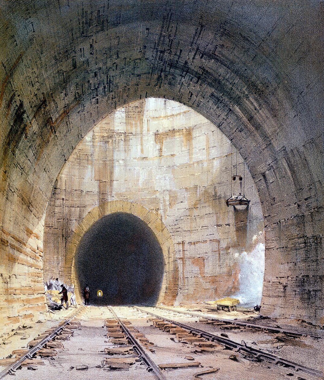 Ventilationsskakt i Kilsby Tunnel, Northamptonshire, London & Birmingham Railway, 1839 af John Cooke Bourne