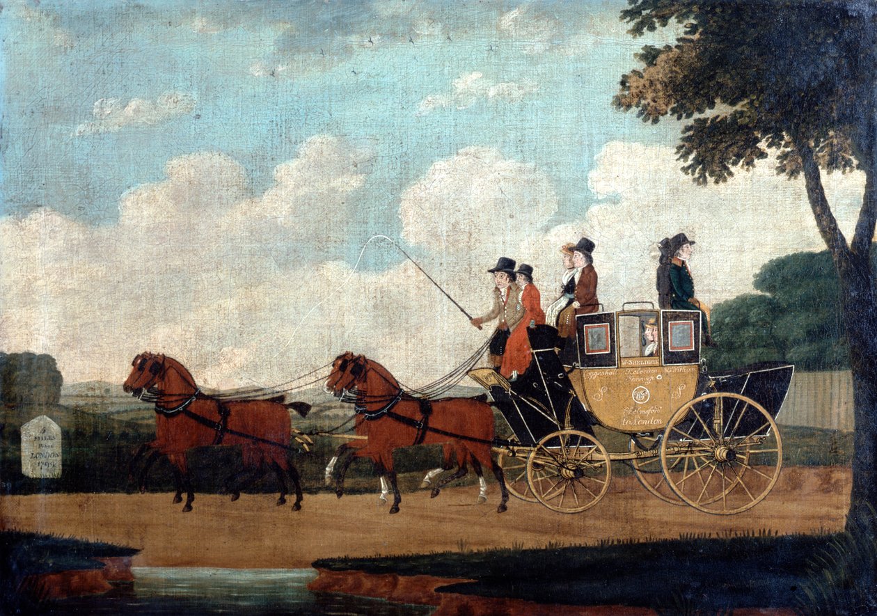 The Royal Mail Coach, Chelmsford til London, 1799. af John Cordrey