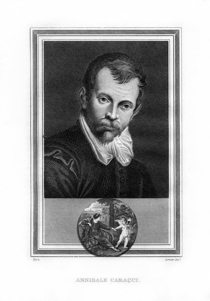 Annibale Carracci, italiensk barokmaler, 1825. af John Corner