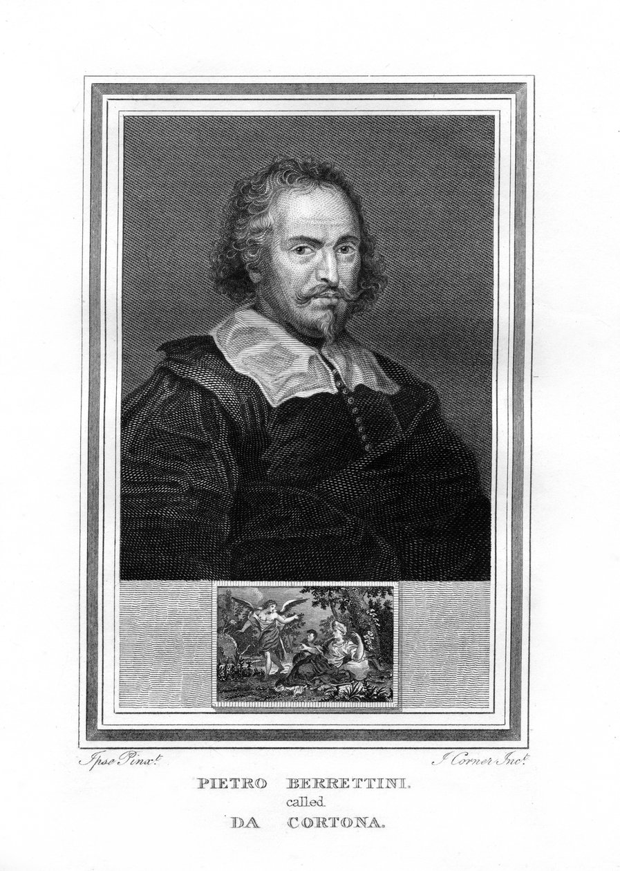 Pietro da Cortona, italiensk barokmaler, 1825. af John Corner