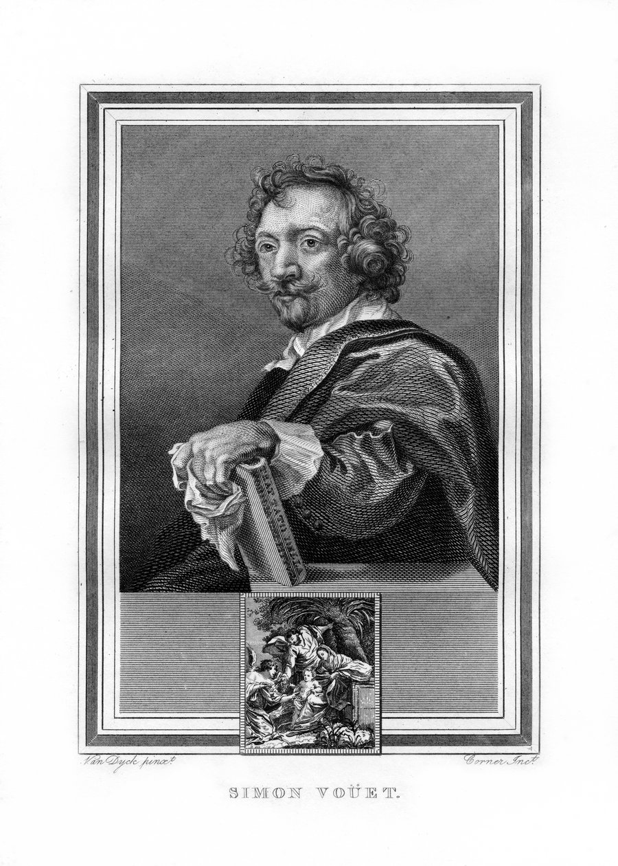 Simon Vouet, fransk maler fra baroktiden, 1825. af John Corner