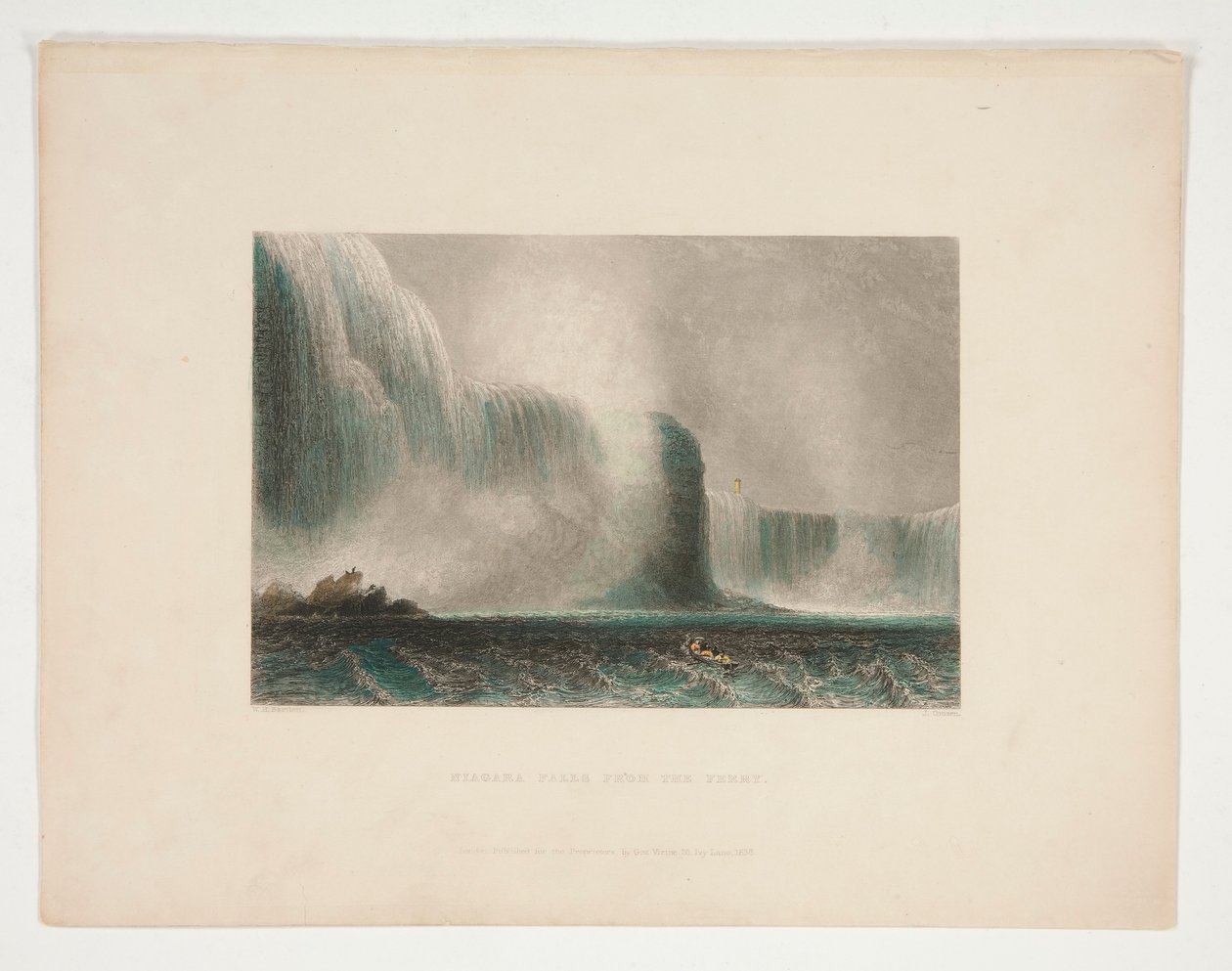 Niagara Falls fra færgen, illustration til Nathaniel Parker Willis af John Cousen