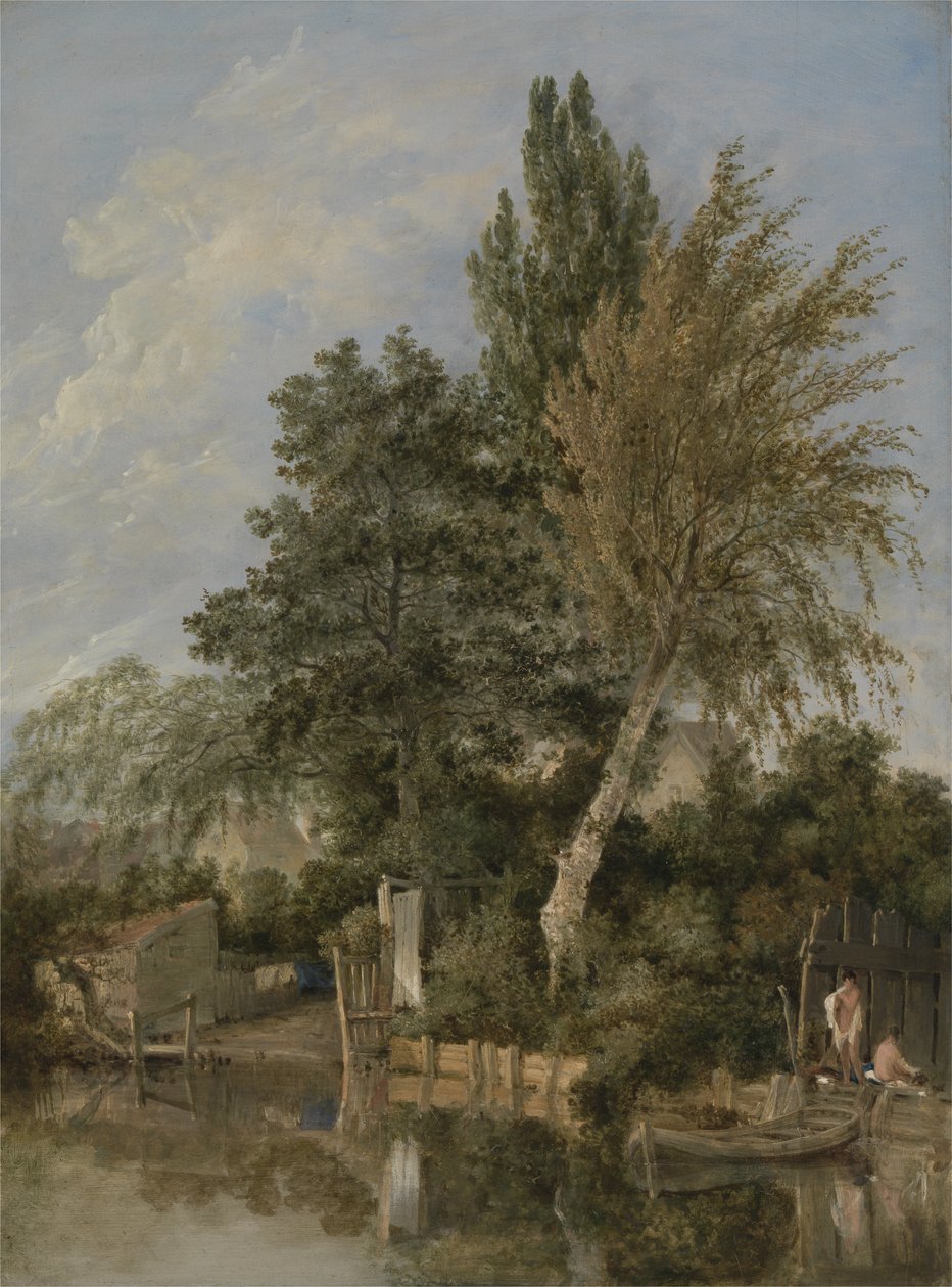 A River Scene with Boys Bading, ca. 1817 (olie på panel) af John Crome