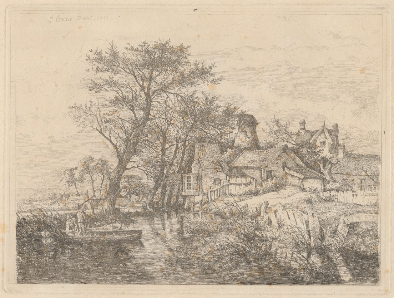 Bagsiden af New Mills, Norwich af John Crome
