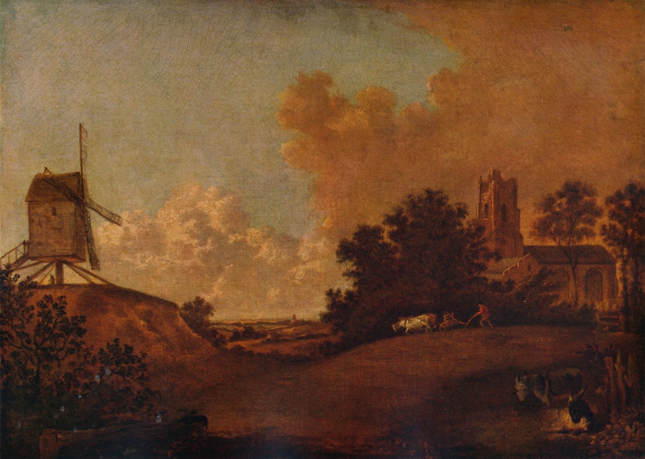 Old Orford Church and Mill, Suffolk, c1782 af John Crome