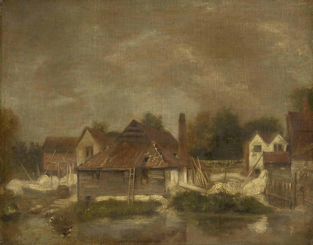 Skure og gamle huse på Yare, ca. 1803 af John Crome