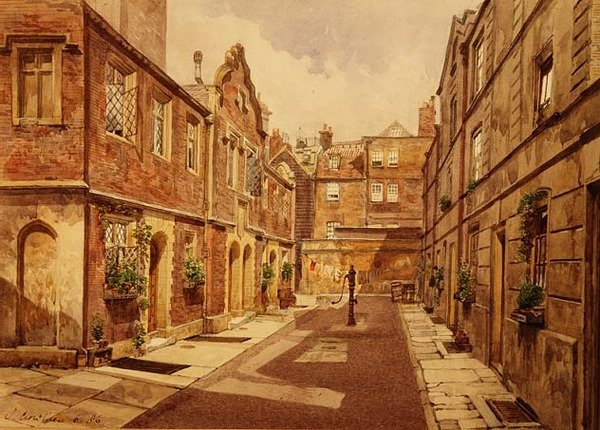 Almuhuse, Cock Court af John Crowther