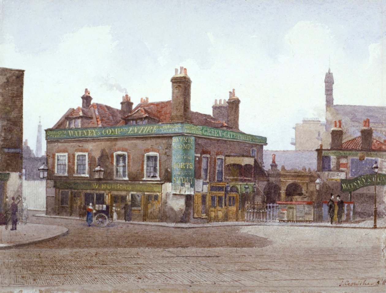 Green Gate Tavern ved krydset af City Road og Bath Street, London, c1880 af John Crowther