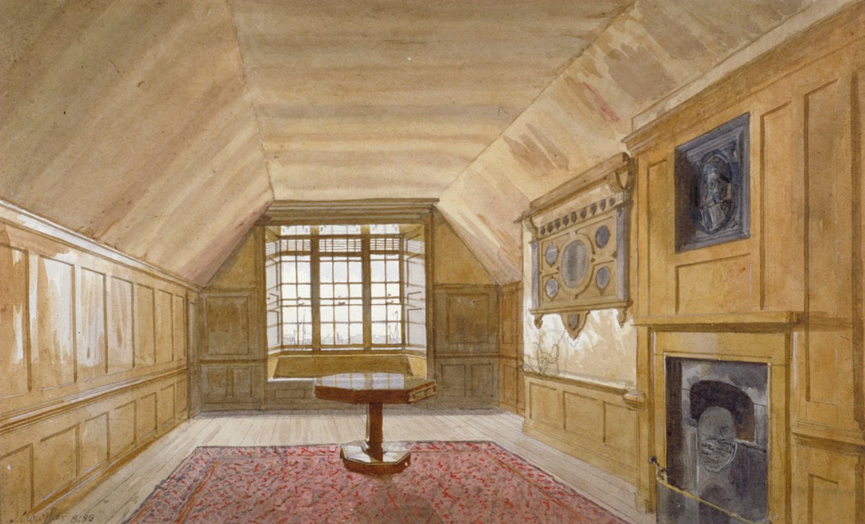 Interiør af rådssalen i det hvide tårn, Tower of London, Stepney, London, 1883 af John Crowther