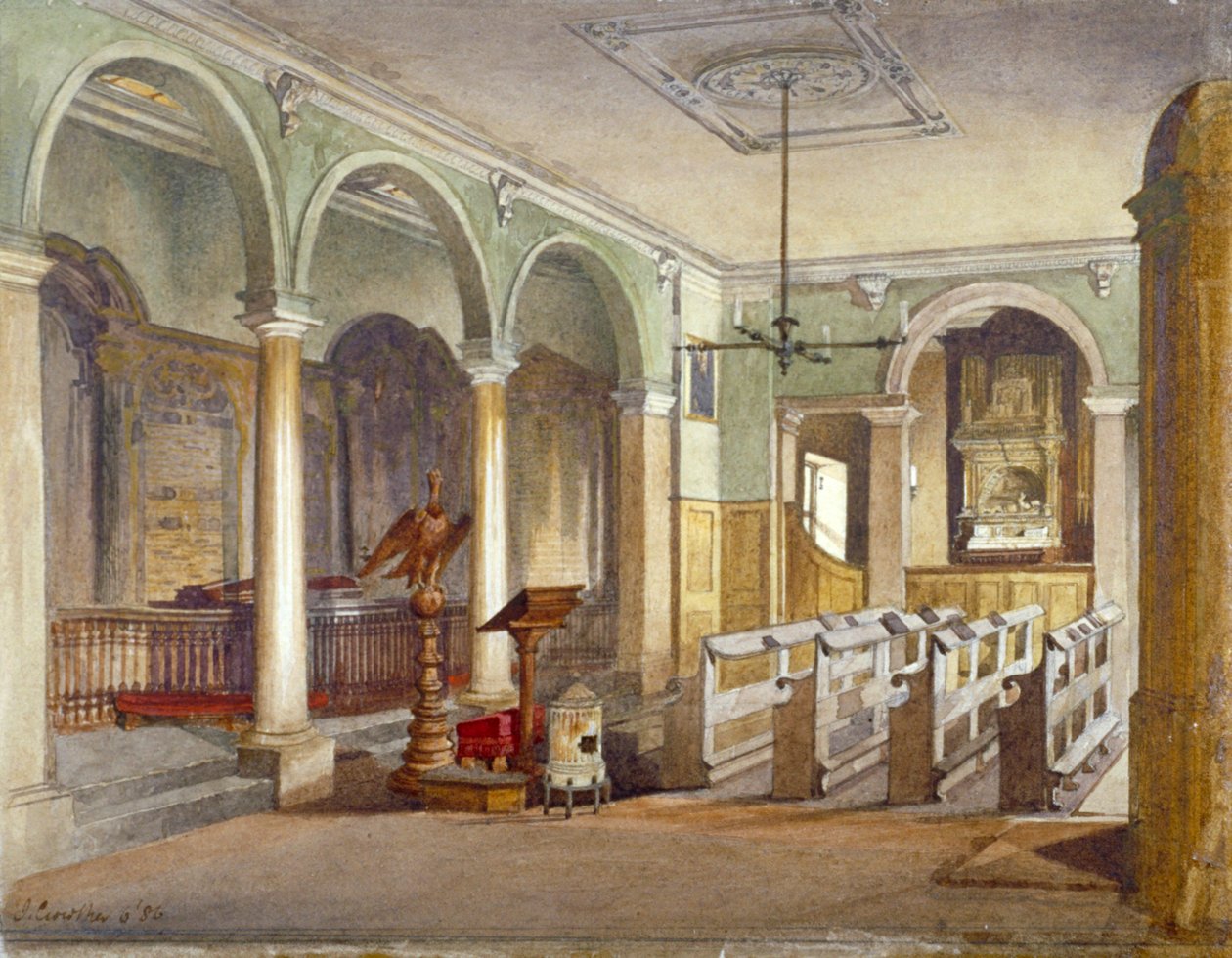 Det indre af kapellet ved Emanuel Hospitals almuehuse, Buckingham Gate, Westminster, London, 1886 af John Crowther