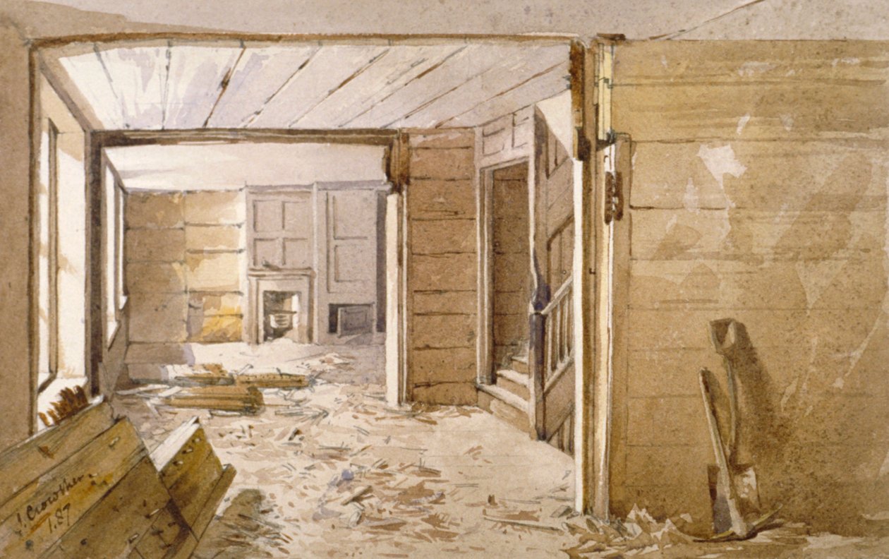 Interiør af værelset ved siden af White Lyon Prison, Borough High Street, Southwark, London, 1887 af John Crowther