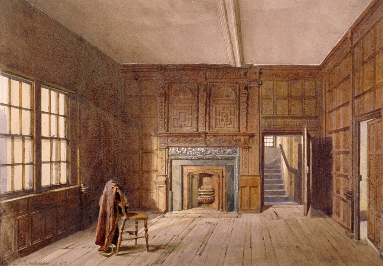 Indvendig udsigt af Sir John Spencers værelse i Canonbury House, Islington, London, 1887 af John Crowther
