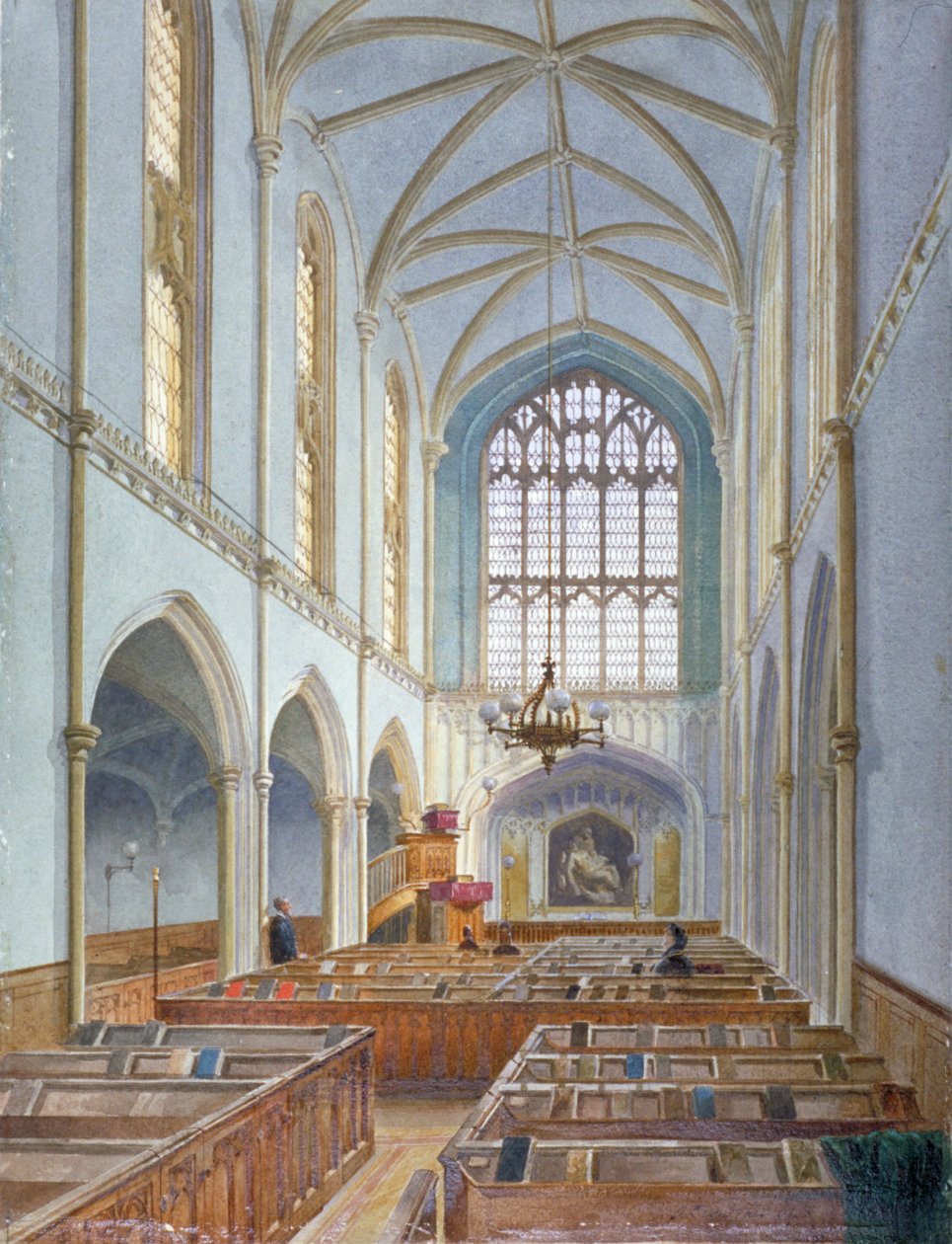 Indvendigt billede af en fransk protestantisk kirke på St Martin