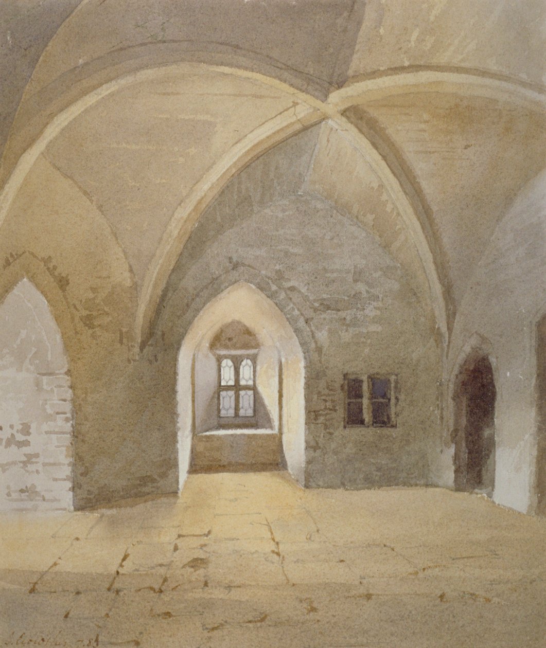 Indvendig visning af fængslet i Bowyer Tower, Tower of London, Stepney, London, 1883 af John Crowther