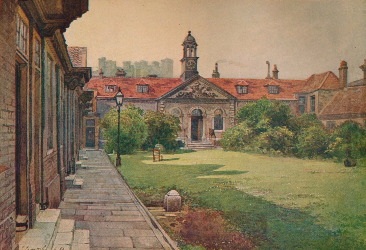 Lady DAcres Almshouses, havefront, c1880 1926 af John Crowther