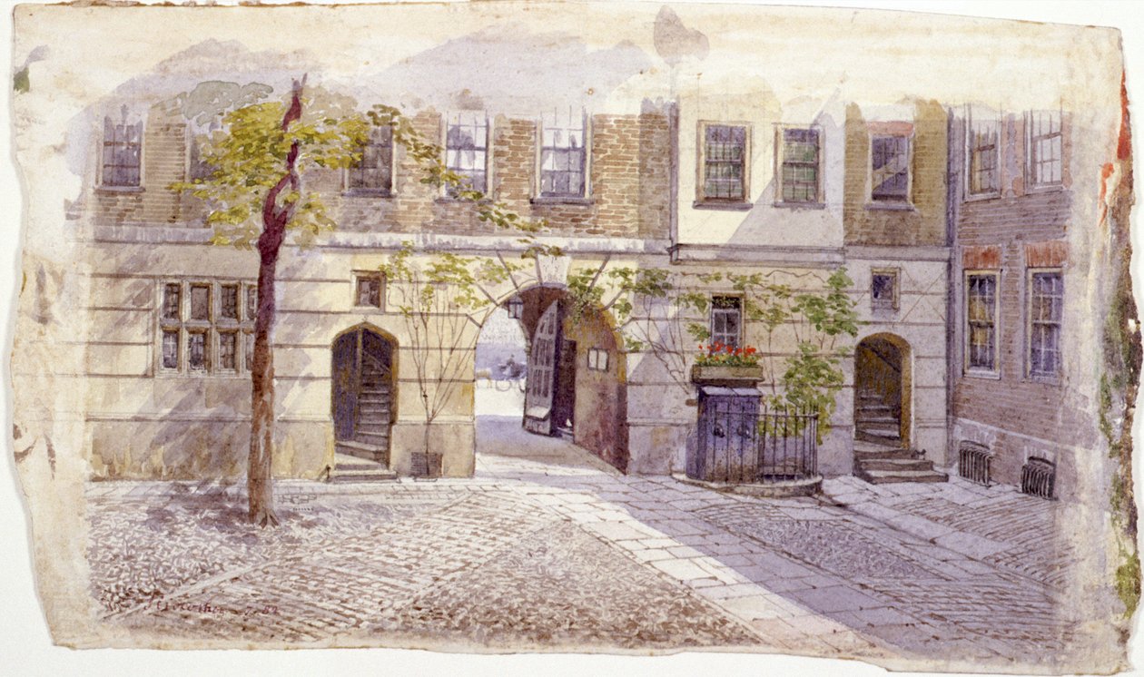 Udsigt fra indgangen til Staple Inn, London, 1882 af John Crowther