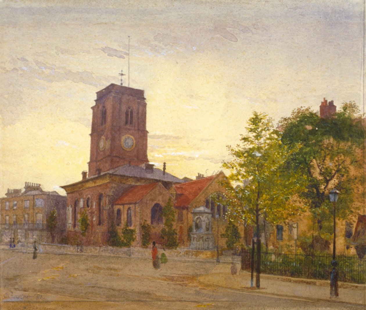 Udsigt over All Saints Church, Chelsea, London, 1880 af John Crowther
