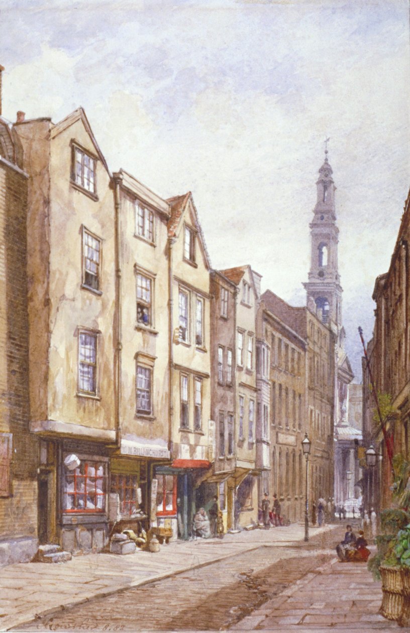 Udsigt over Drury Court, med udsigt mod St Mary le Strand, Westminster, London, 1882 af John Crowther