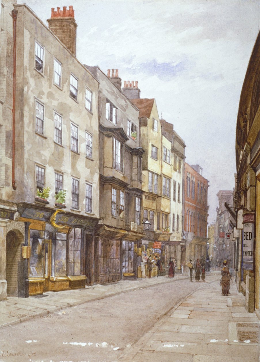 Udsigt over Hollywell Street mod vest, Westminster, London, 1882 af John Crowther