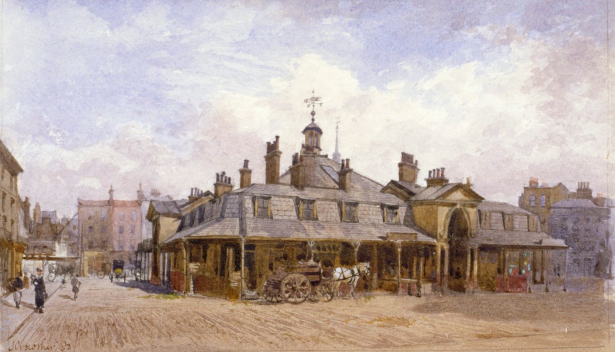Udsigt over Oxford Market, St. Marylebone, Westminster, London, c1880 af John Crowther