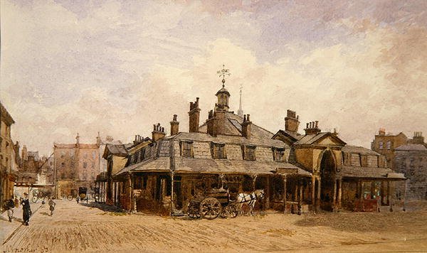 Udsigt over Oxford Market, St. Marylebone, ca. 1880 (akvarel på papir) af John Crowther