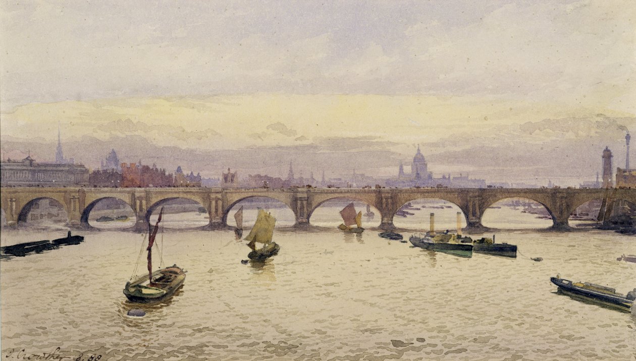 Udsigt over Waterloo Bridge fra Hungerford Bridge, 1888 af John Crowther