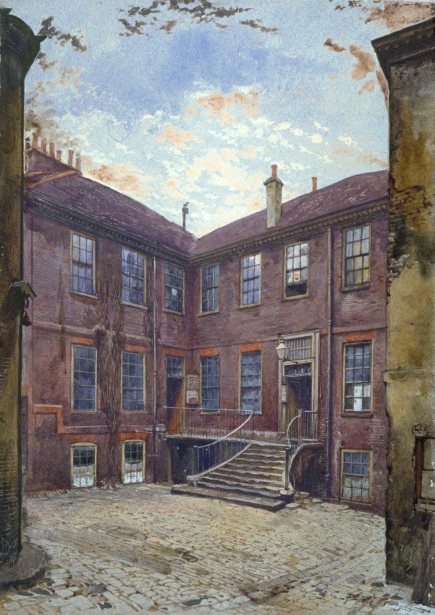 Udsigt over et gammelt hus i Great Winchester Street, City of London, 1880. af John Crowther