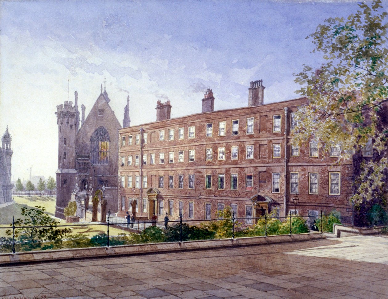 Udsigt over nr. 3 og 4 Garden Court, Middle Temple, London, 1883. af John Crowther