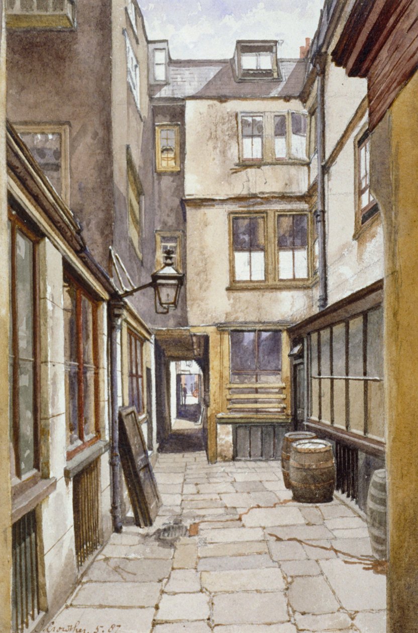 Udsigt over retten, der fører til Adelphi Club, Westminster, London, 1887 af John Crowther